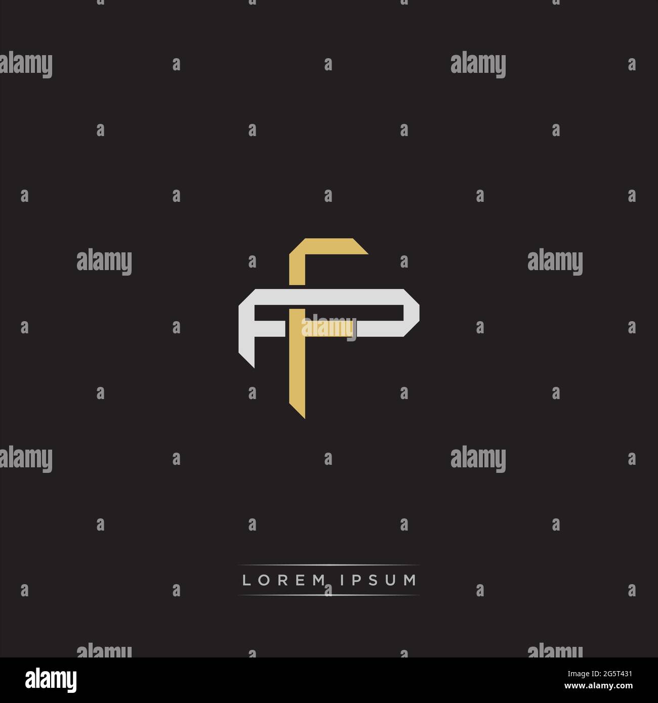 Initial letter overlapping interlock logo monogram line art style isolated on black background template Stock Vector