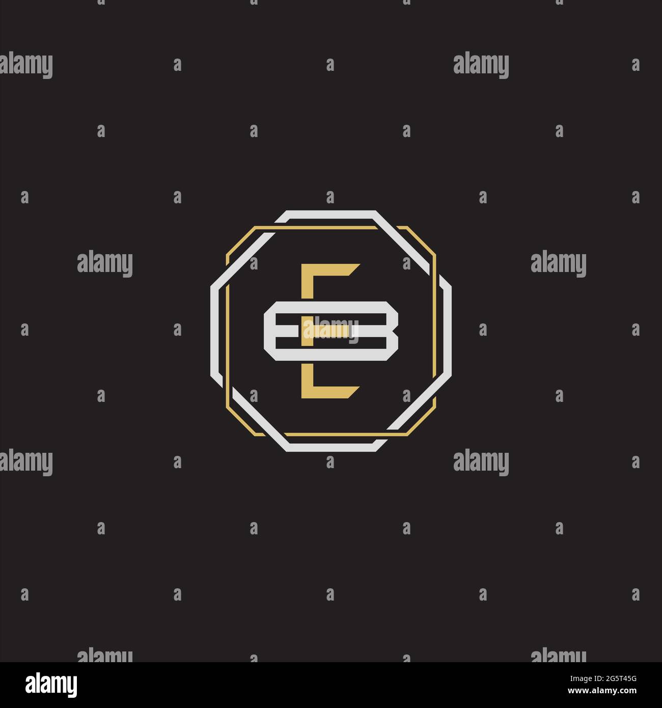 Initial letter overlapping interlock logo monogram line art style isolated on black background template Stock Vector