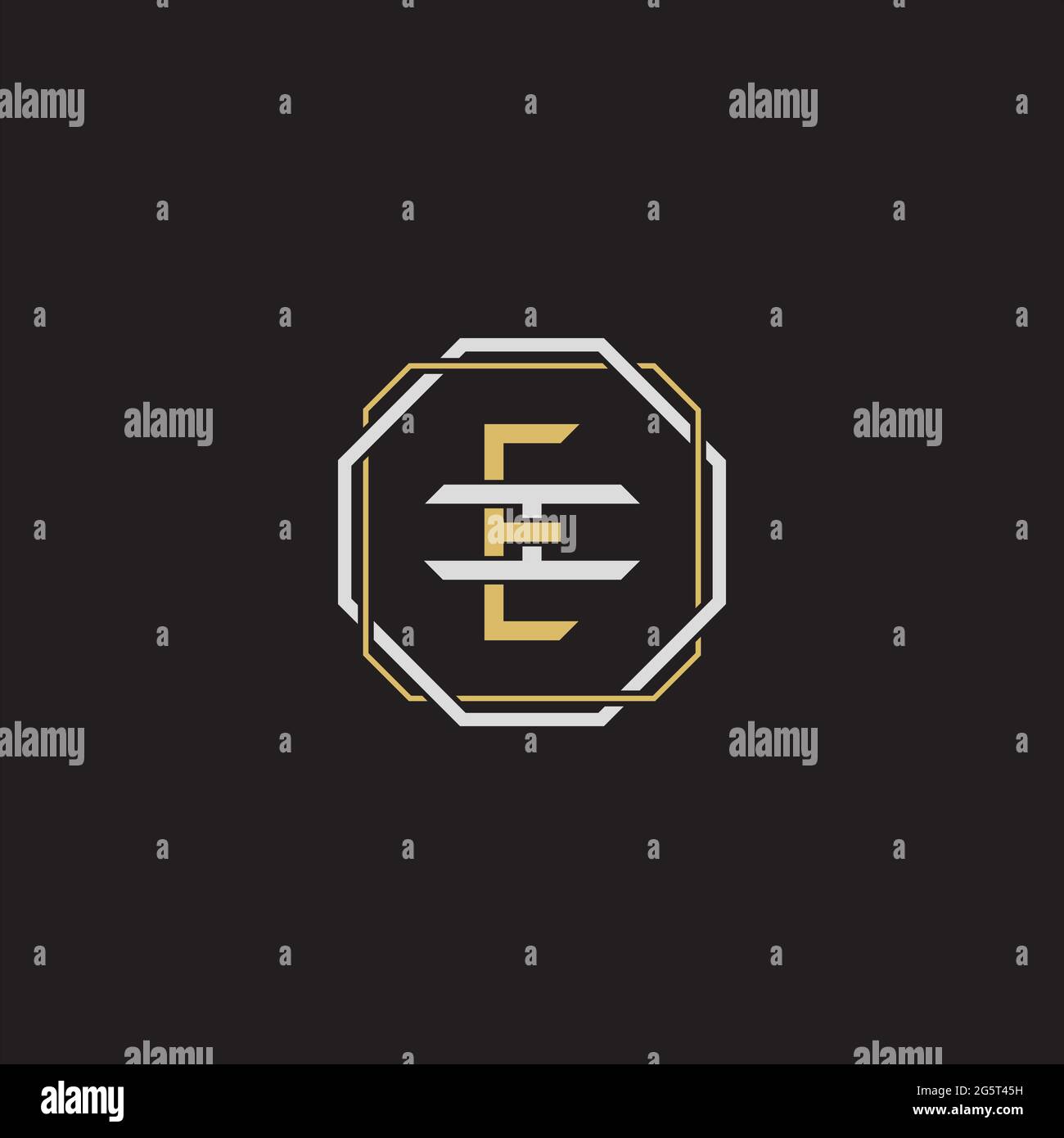Initial letter overlapping interlock logo monogram line art style isolated on black background template Stock Vector