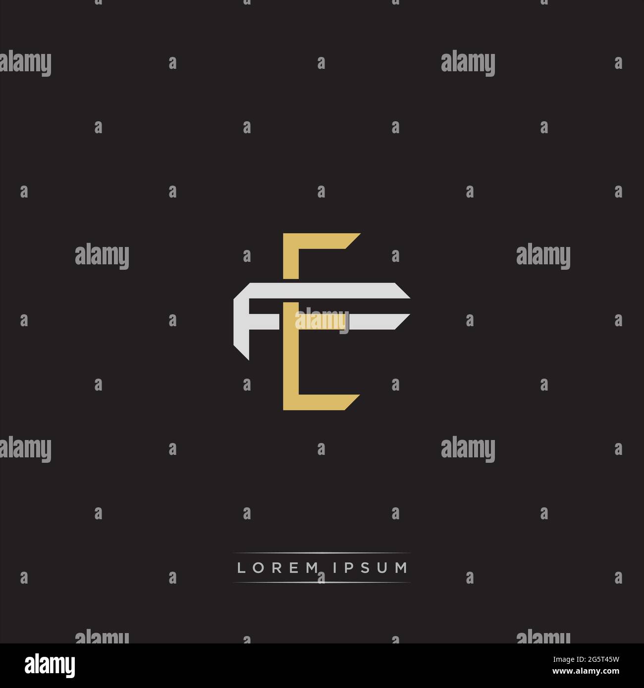 Initial letter overlapping interlock logo monogram line art style isolated on black background template Stock Vector