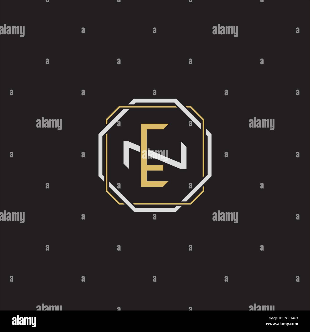 Initial letter overlapping interlock logo monogram line art style isolated on black background template Stock Vector
