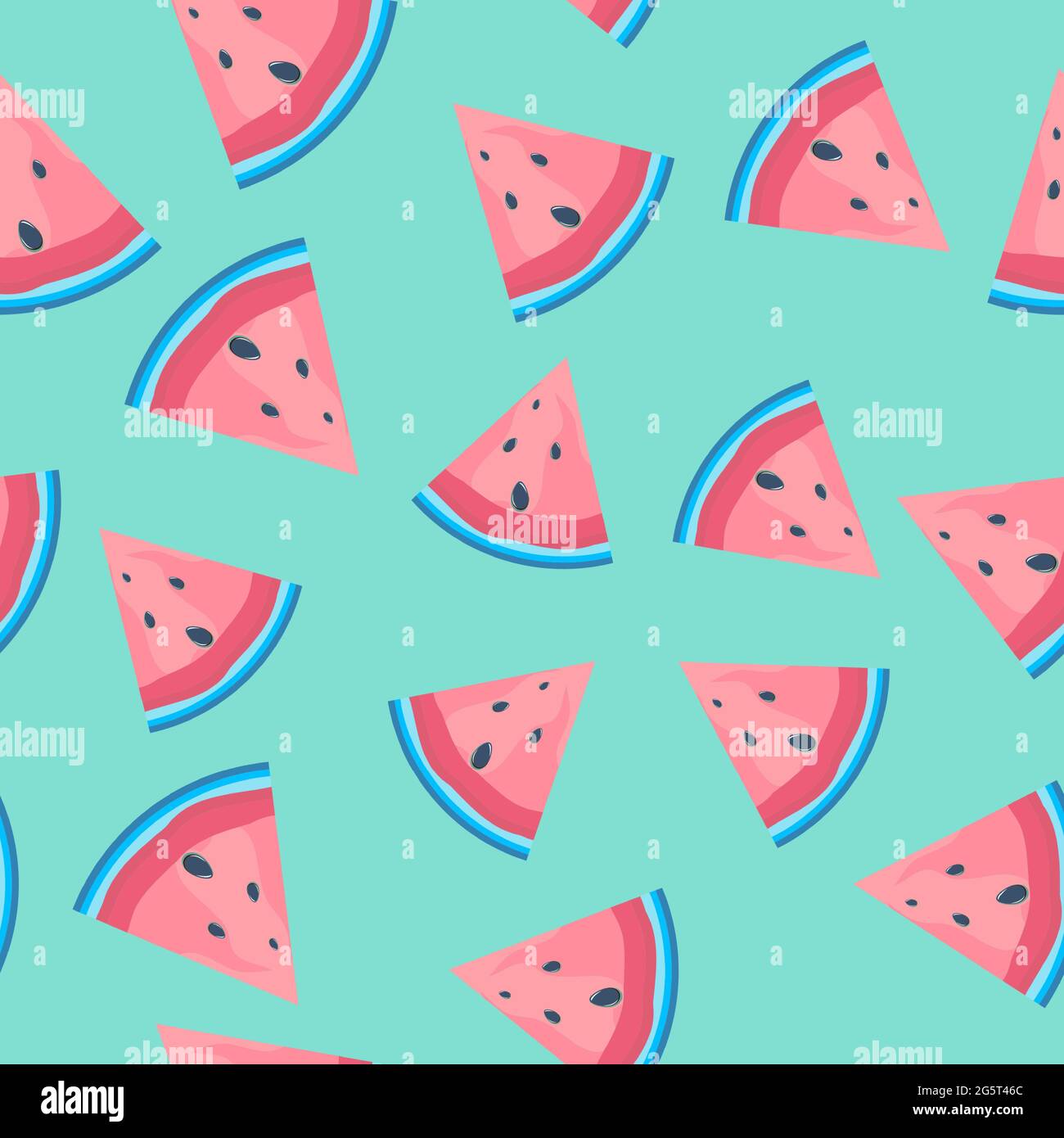 Summer Flat Seamless pattern Background with watermelon. Vector ...
