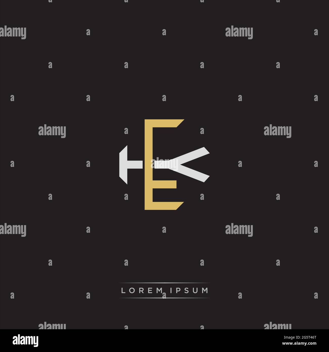 Initial letter overlapping interlock logo monogram line art style isolated on black background template Stock Vector