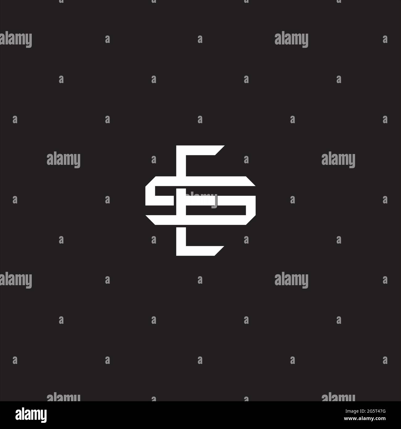 Initial letter overlapping interlock logo monogram line art style isolated on black background template Stock Vector