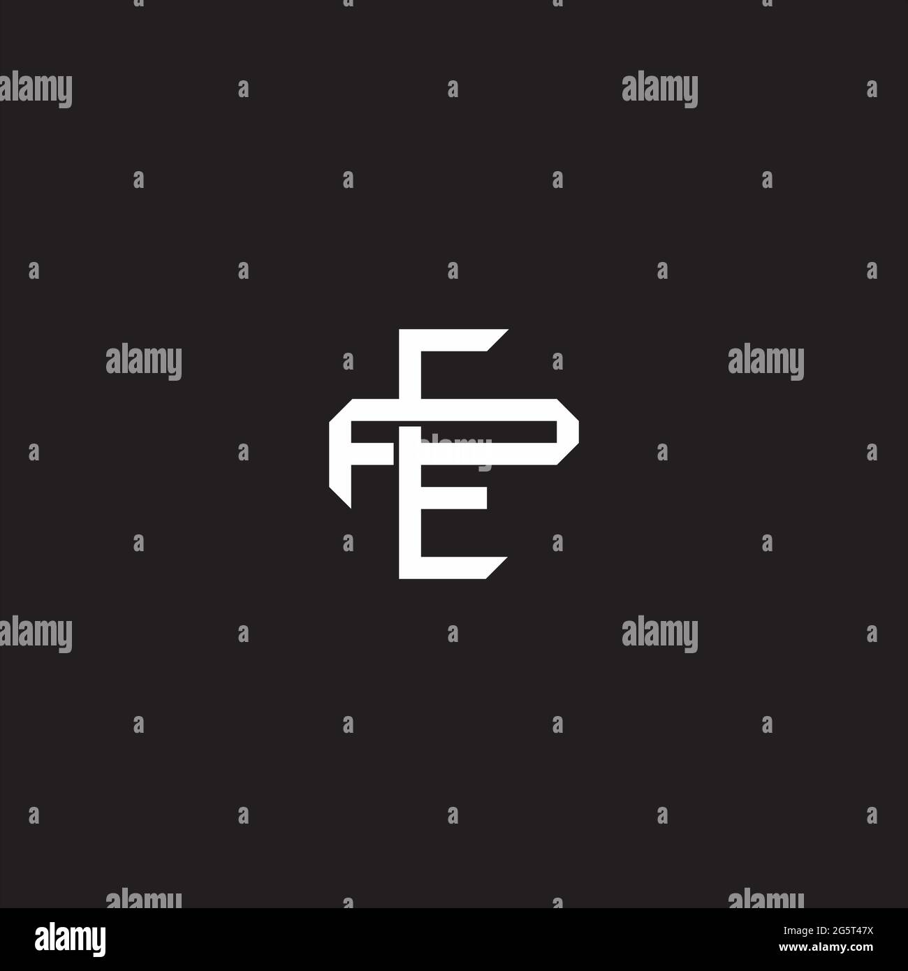 Initial letter overlapping interlock logo monogram line art style isolated on black background template Stock Vector