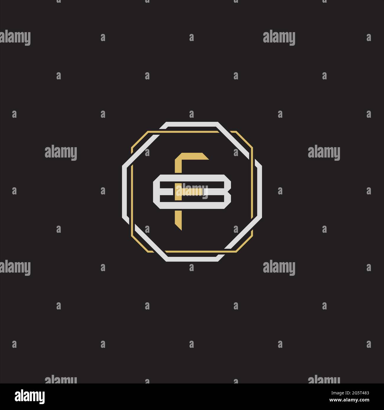 Initial letter overlapping interlock logo monogram line art style isolated on black background template Stock Vector