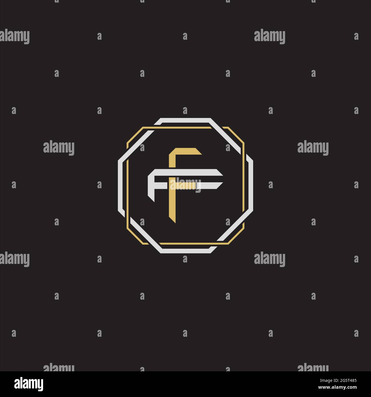 Initial letter overlapping interlock logo monogram line art style isolated on black background template Stock Vector