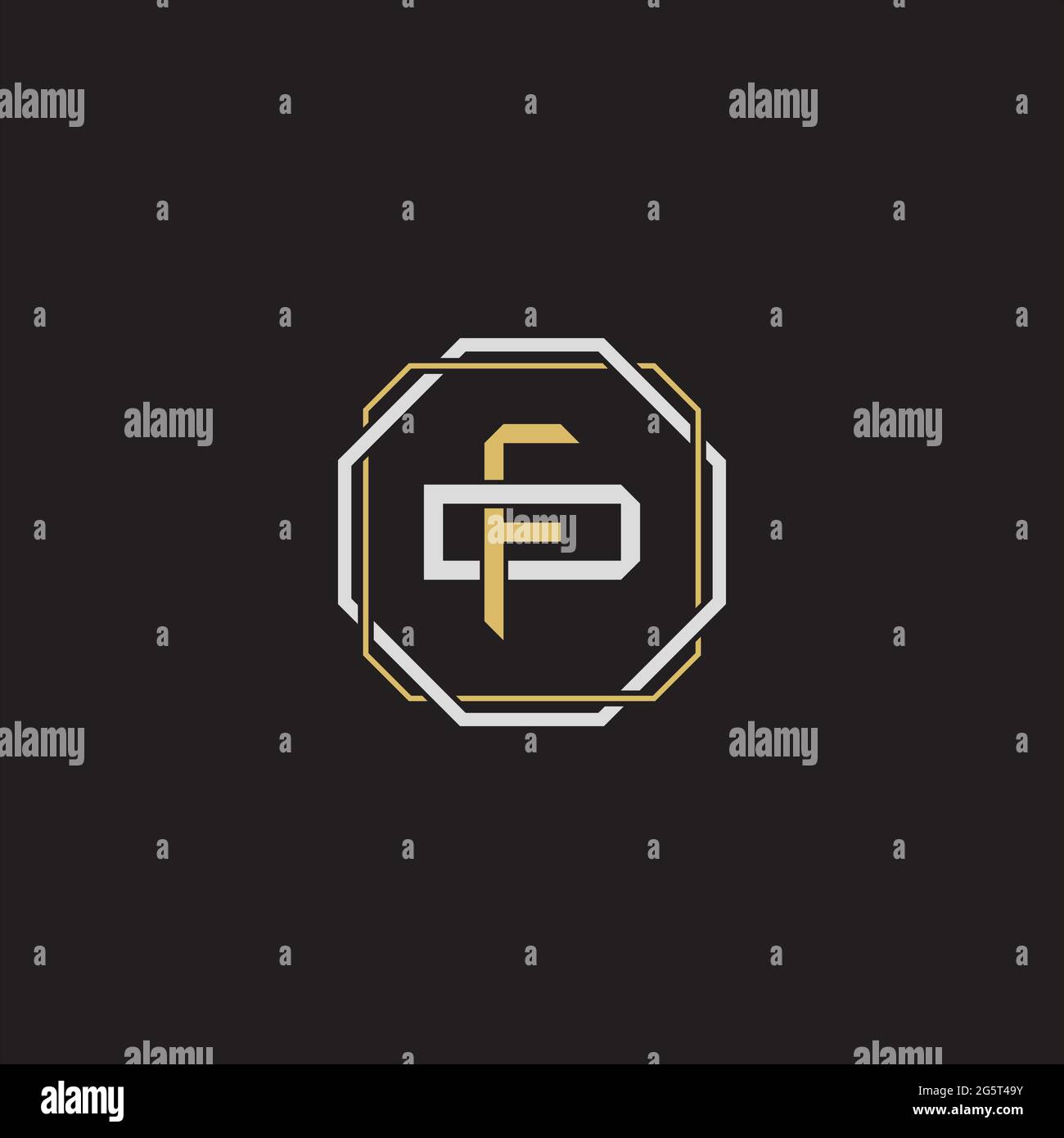 Initial letter overlapping interlock logo monogram line art style isolated on black background template Stock Vector
