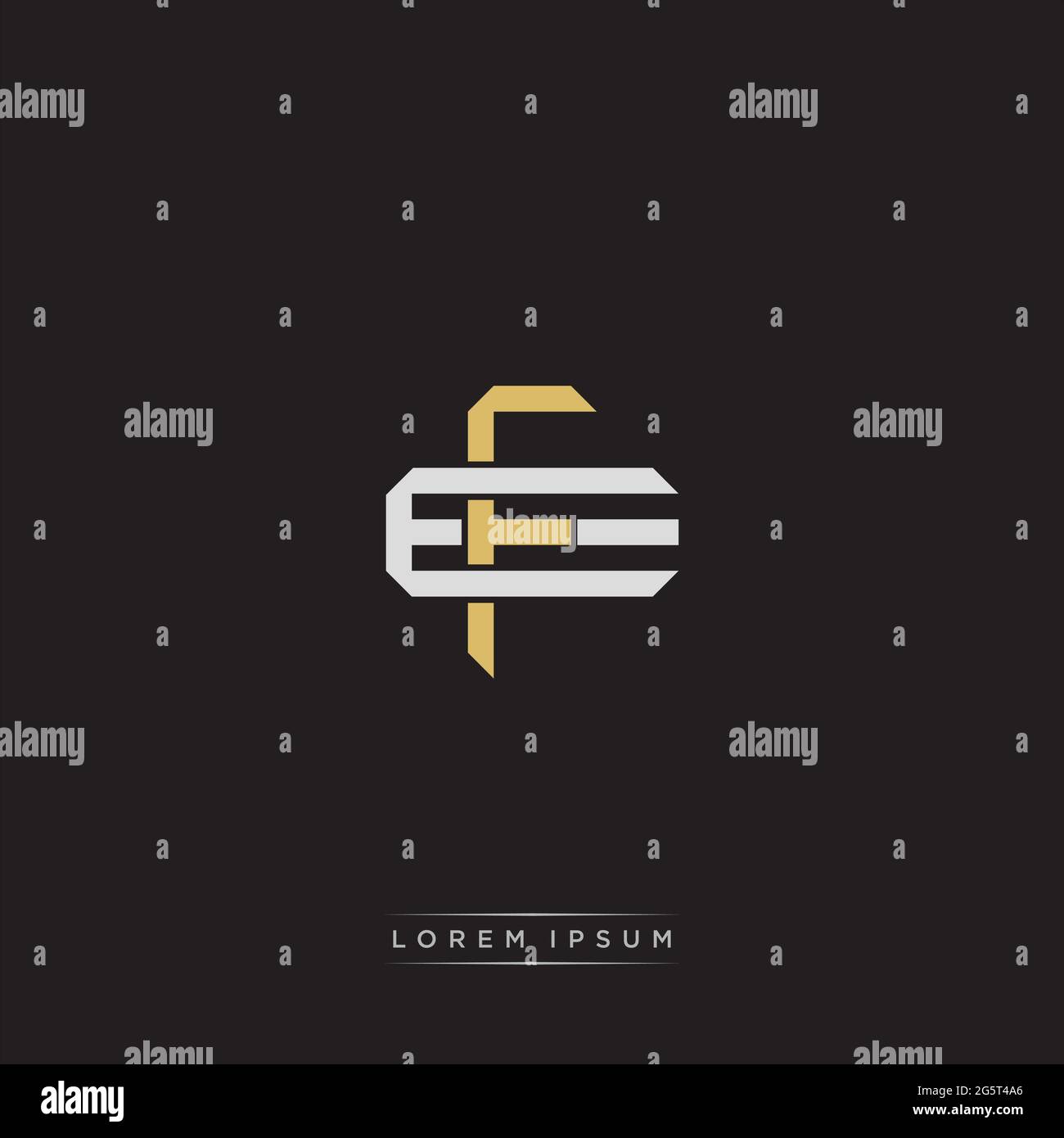 Initial letter overlapping interlock logo monogram line art style isolated on black background template Stock Vector