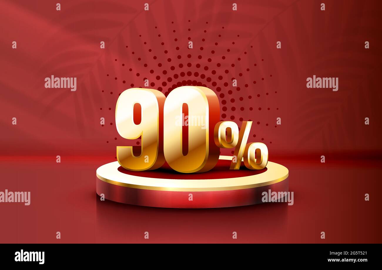 Up To 90 off sale banner, promotion flyer, retro label. Vector