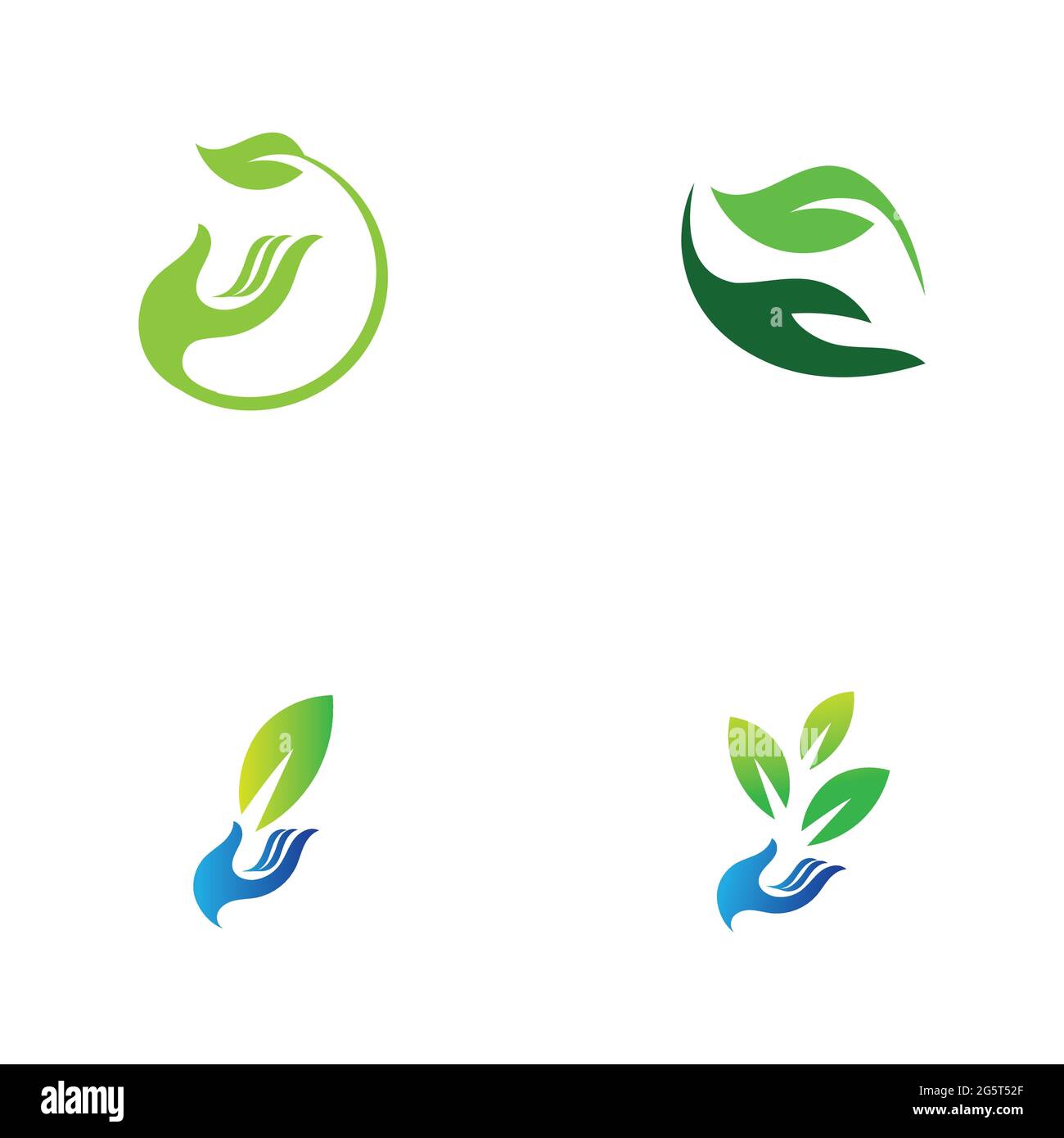 creative hand and leaf logo vector illustration design template Stock Vector