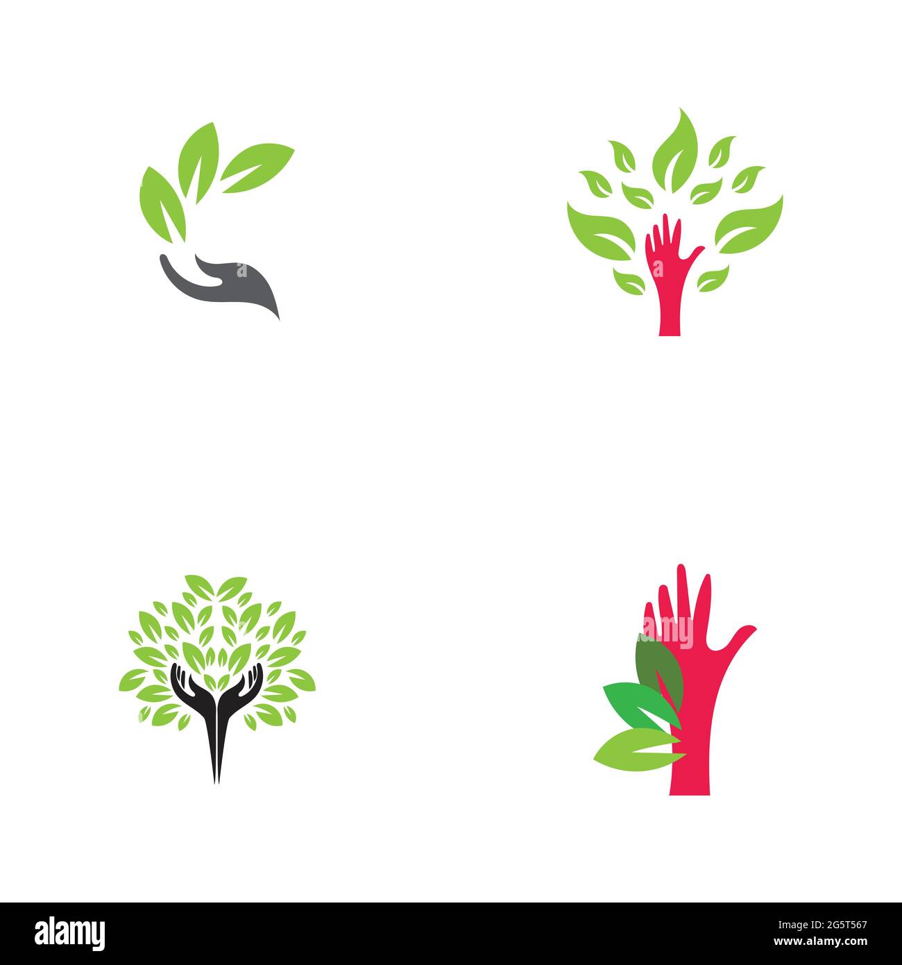 creative hand and leaf logo vector illustration design template Stock ...