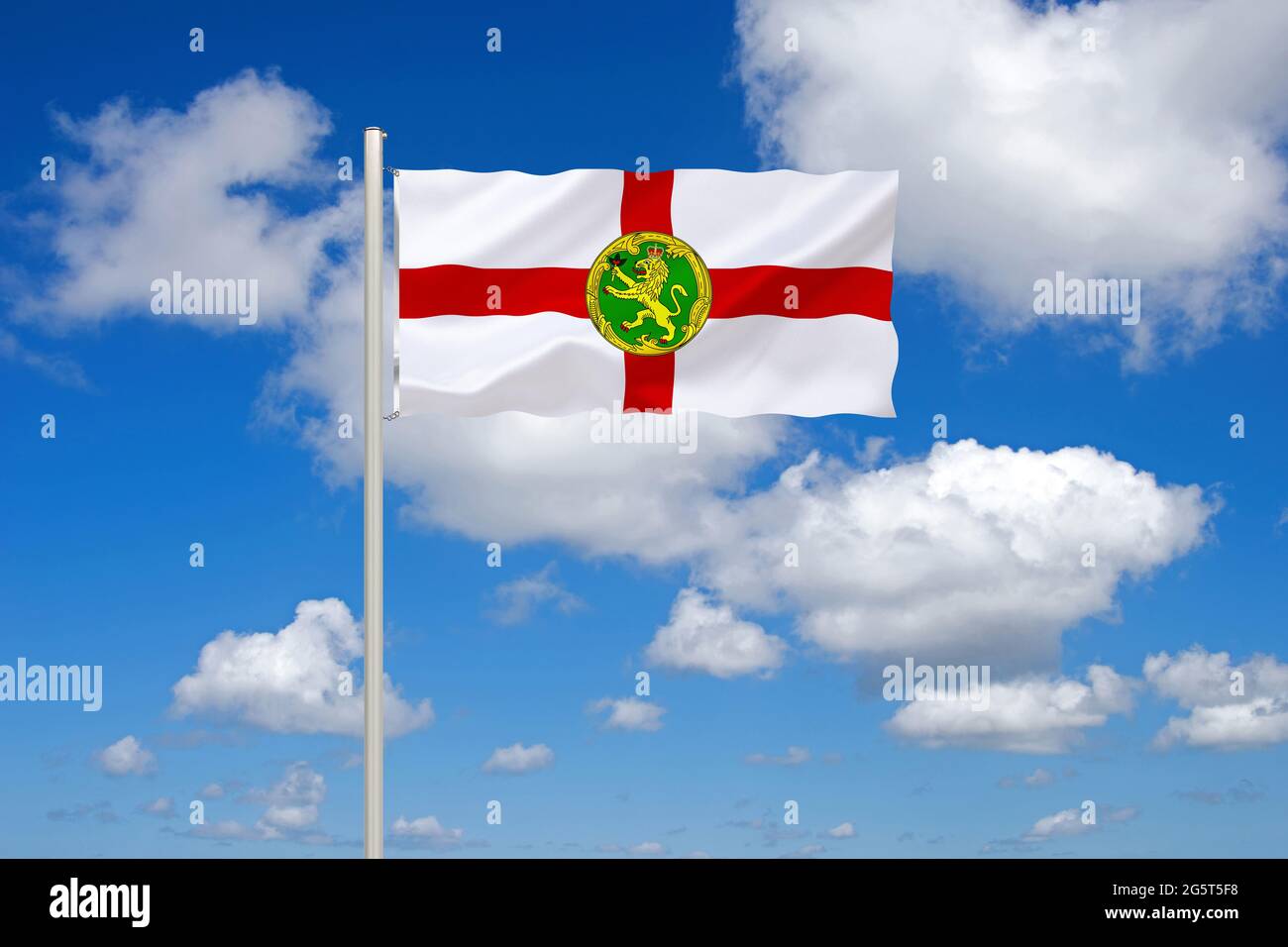 flag of Alderney, United Kingdom, Alderney Stock Photo