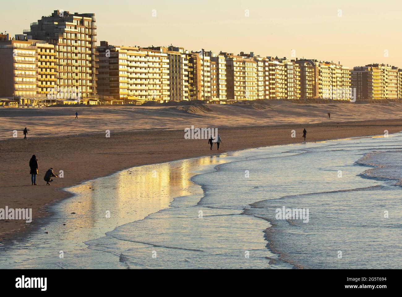 apartments along the Belgian coast, Belgium, West Flanders, Nieuwpoort Stock Photo