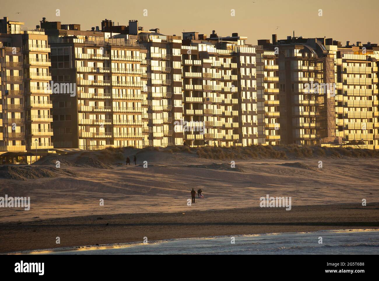 apartments along the Belgian coast, Belgium, West Flanders, Nieuwpoort Stock Photo