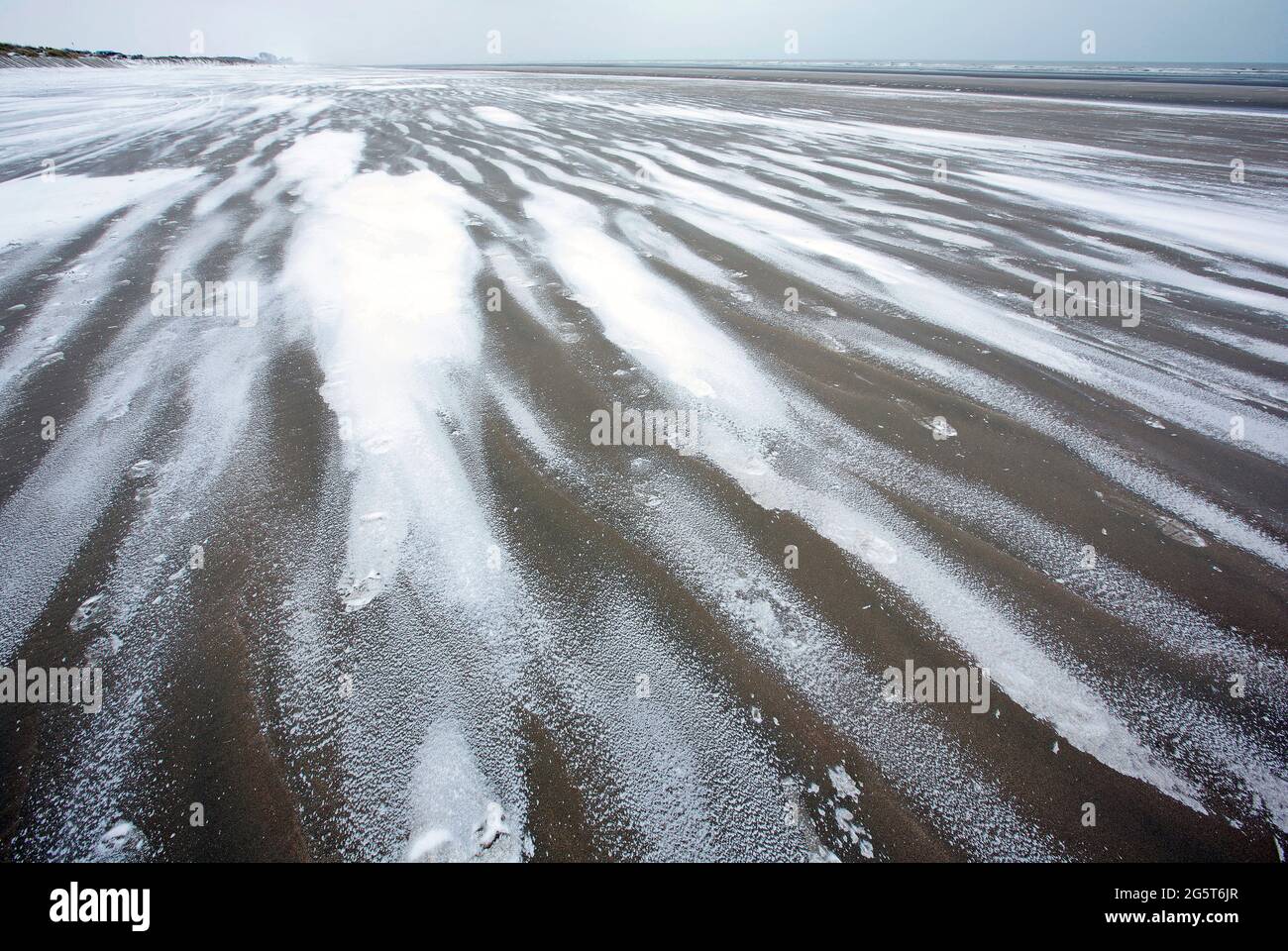 ice on the beach, Belgium, West Flanders, De Panne Stock Photo
