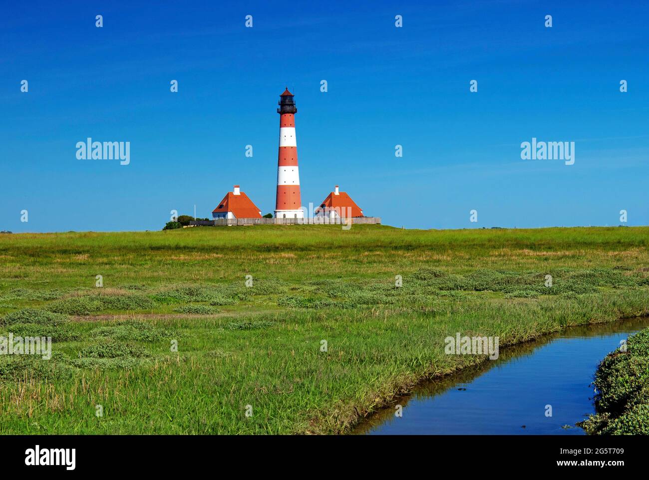 Westerheversand Lighthouse, Germany, Schleswig-Holstein, Westerheversand Stock Photo
