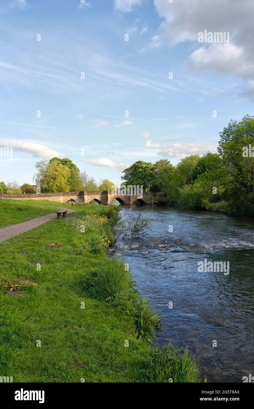 River Wye riverside in Bakewell, Derbyshire England Stock Photo Alamy