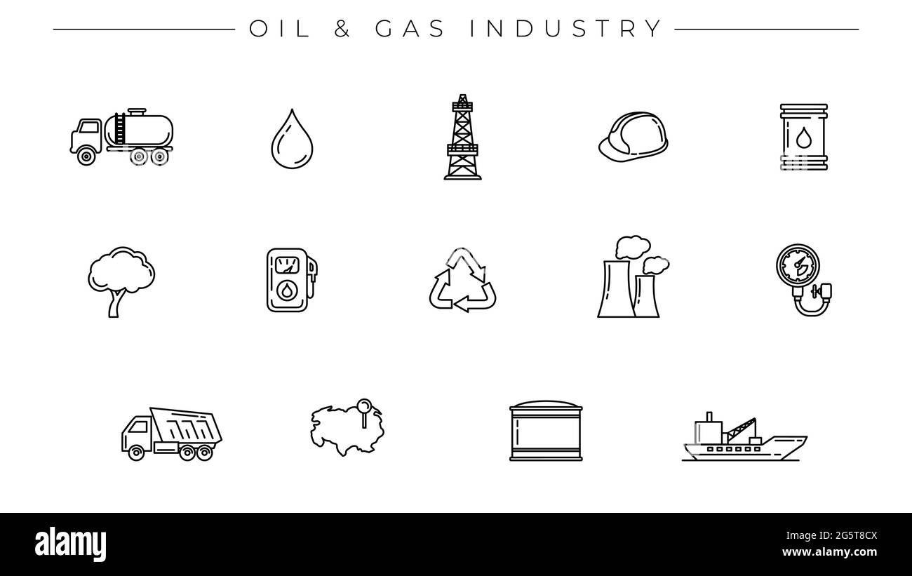 Oil and Gas Industry concept line style vector icons set Stock Vector ...