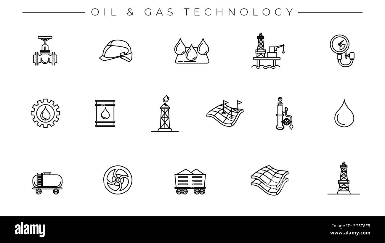 Oil and Gas Technology concept line style vector icons set Stock Vector Image & Art Alamy