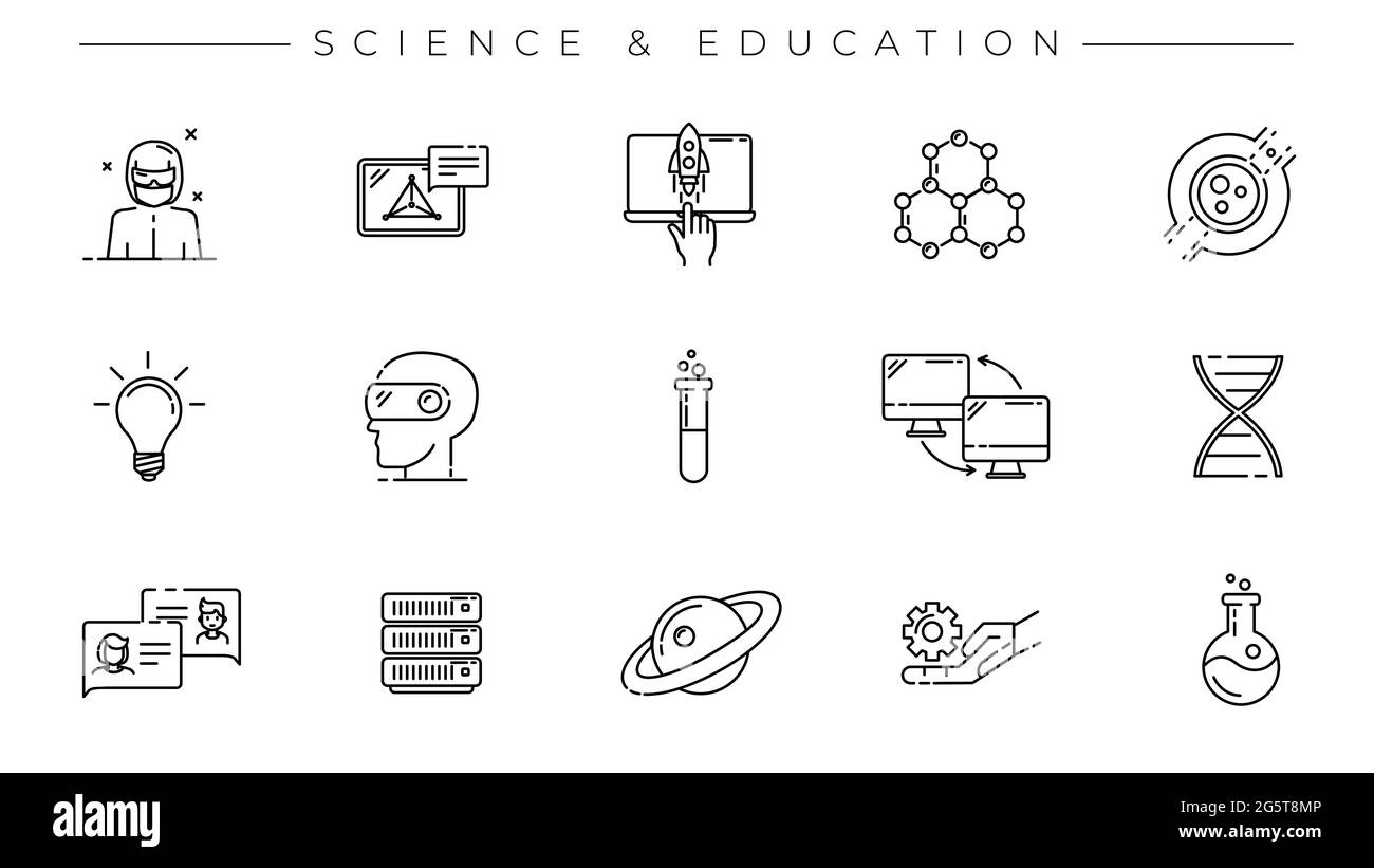 Science and Education concept line style vector icons set Stock Vector ...