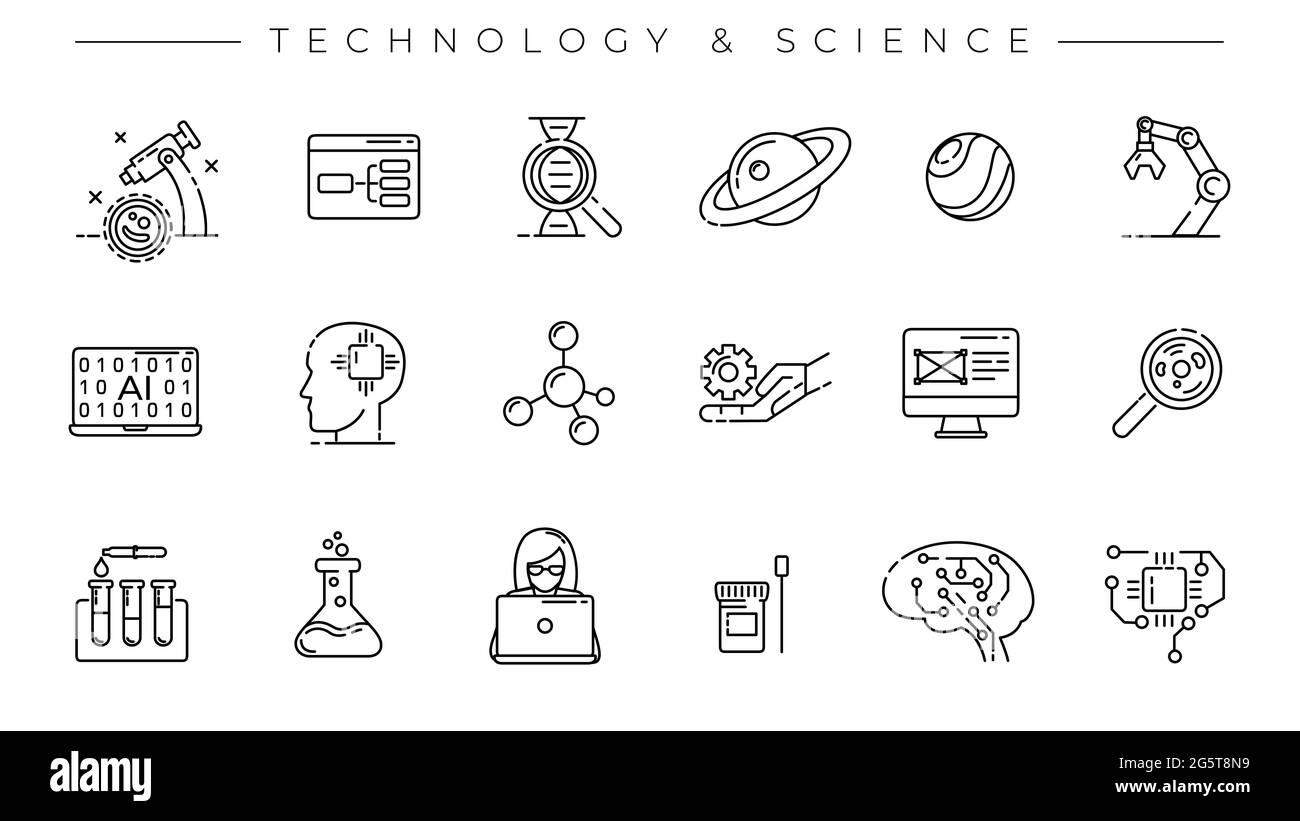 Technology and Science concept line style vector icons set Stock Vector ...