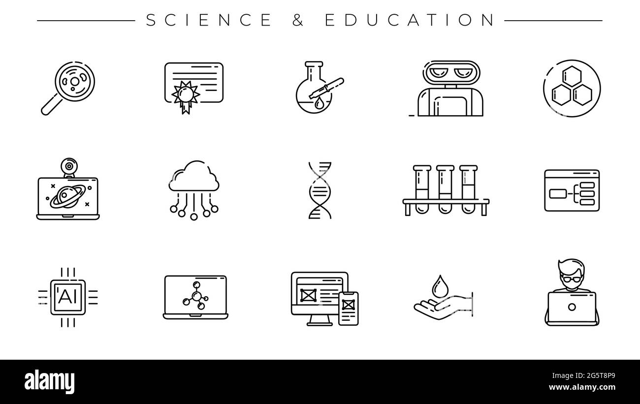 Science and Education concept line style vector icons set Stock Vector ...
