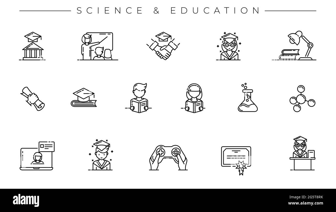 Science and Education concept line style vector icons set Stock Vector ...