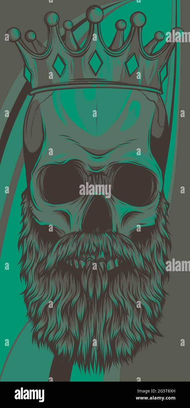 vector illustration of king skull with beard Stock Vector Image & Art ...