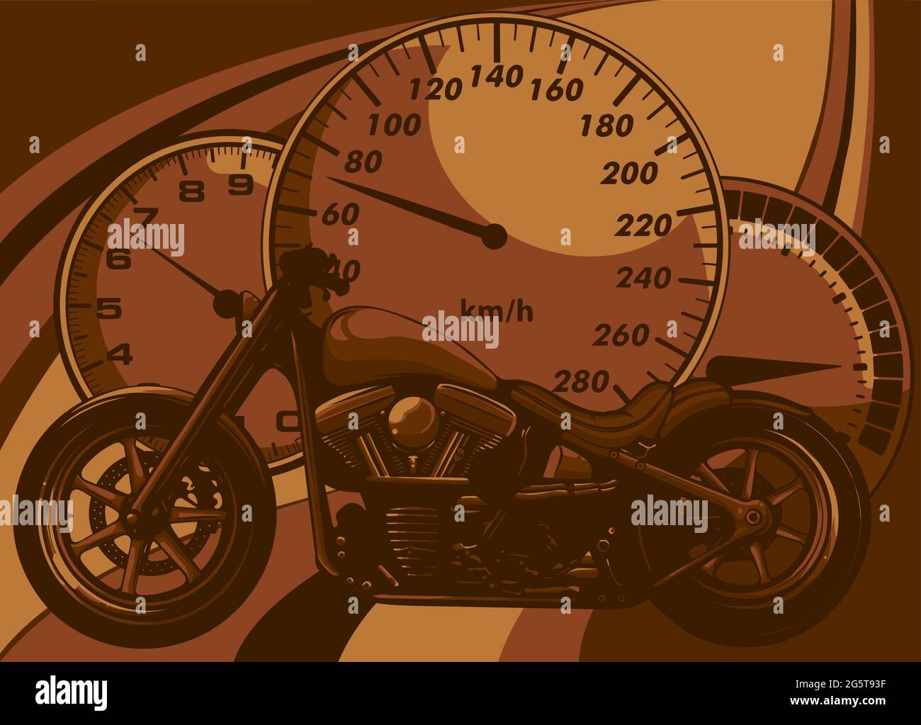 custom Motorcycle with speedometer vector illustration design Stock ...