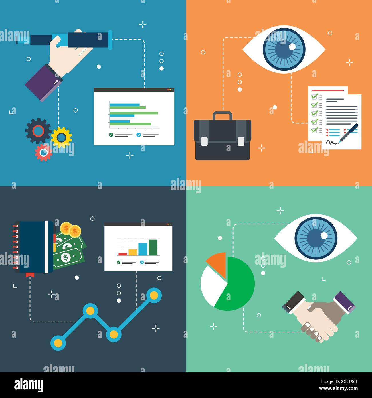 Business, finance, investment, prediction, vision and growth icons
