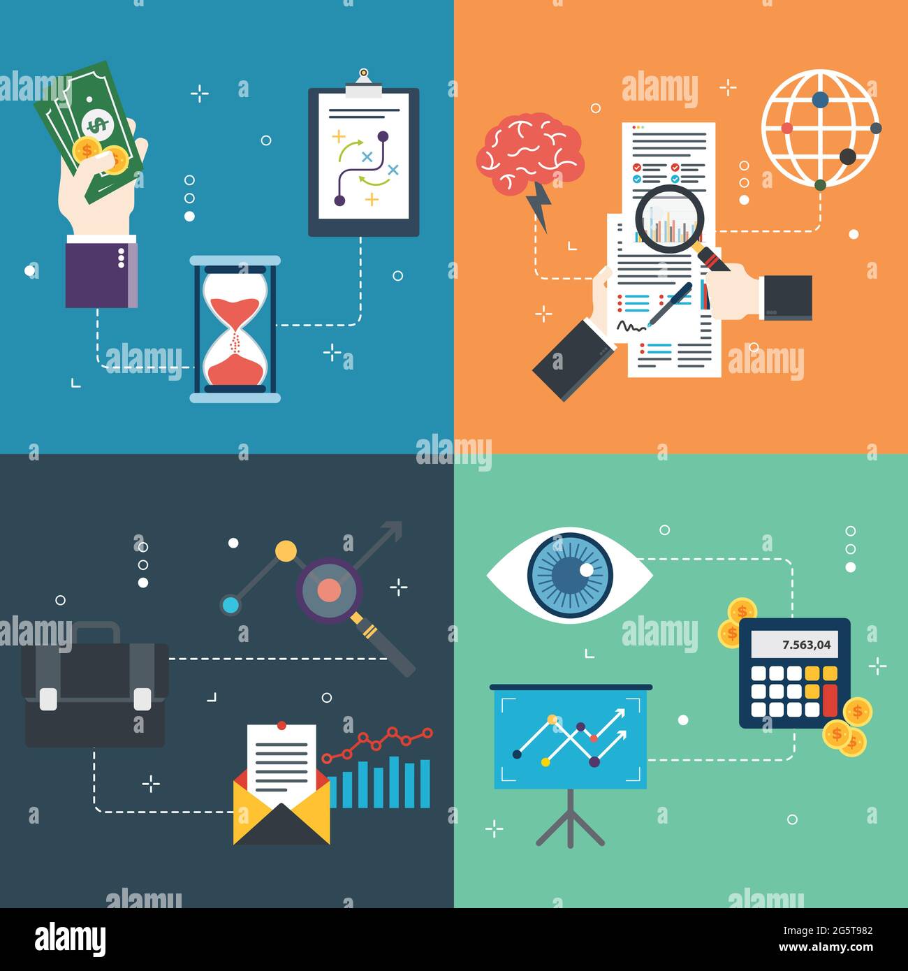 Financial, accounting, business, financial audit icons.Concepts of