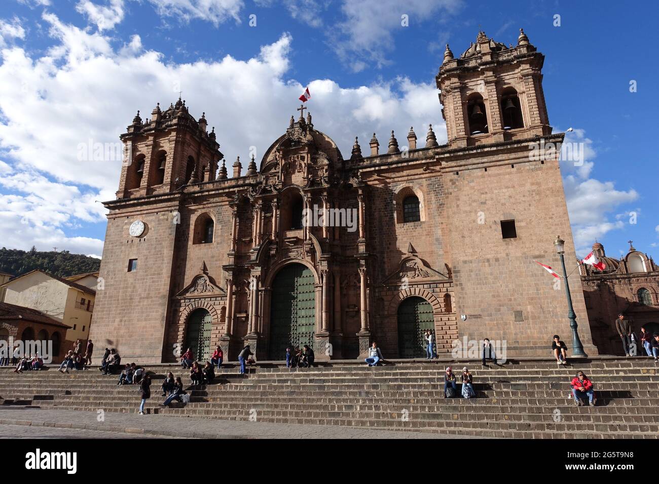 Peru Cusco - Catedral del Cuzco - Cusco Cathedral front facade Stock Photo
