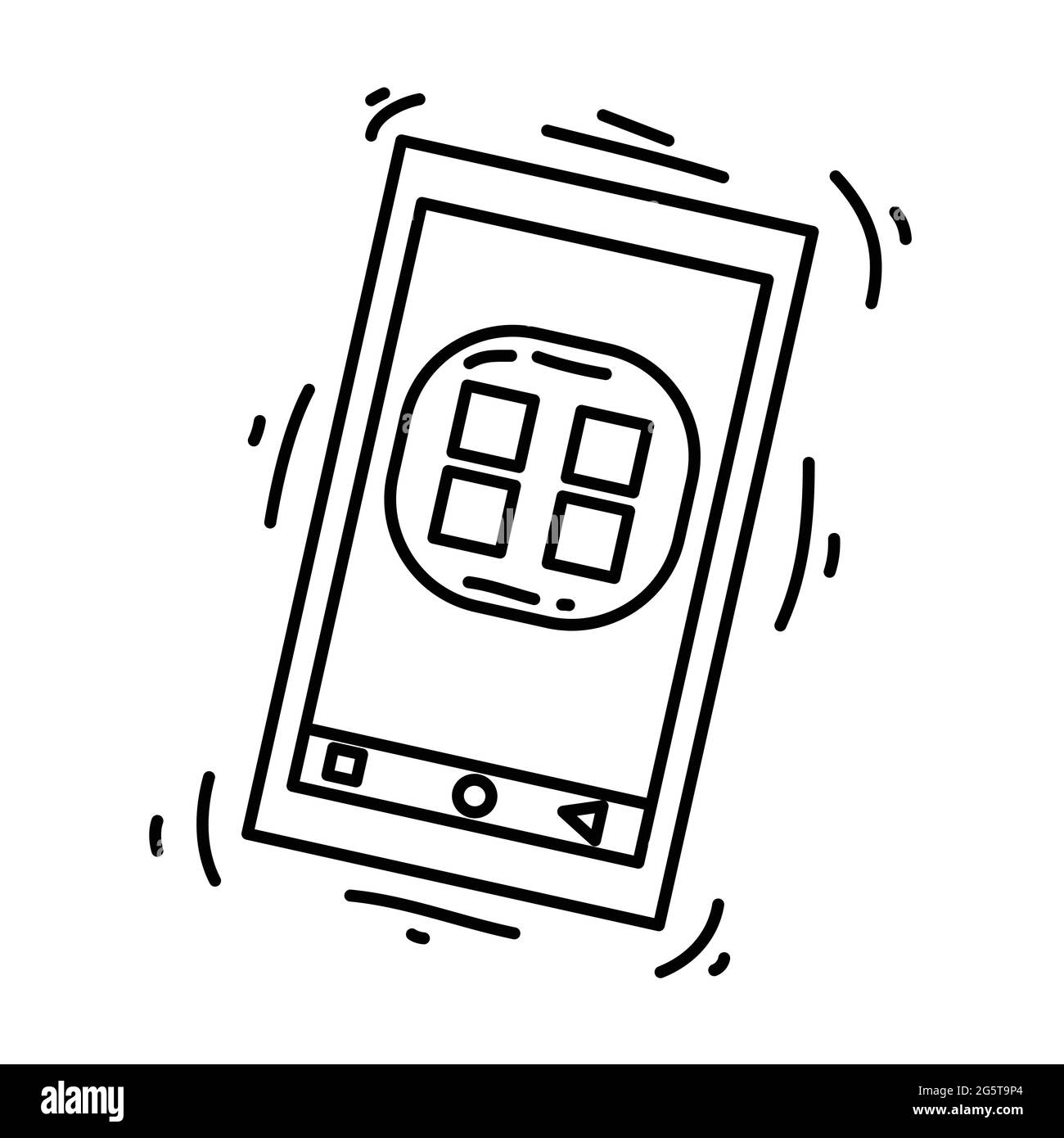 Ecommerce application icon. hand drawn icon set, outline black, doodle ...
