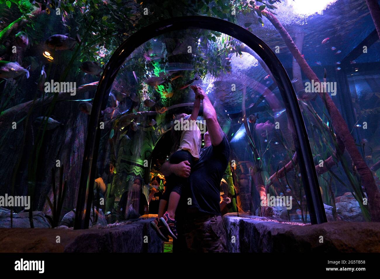 East Rutherford, USA. 29th June, 2021. A father and daughter explore