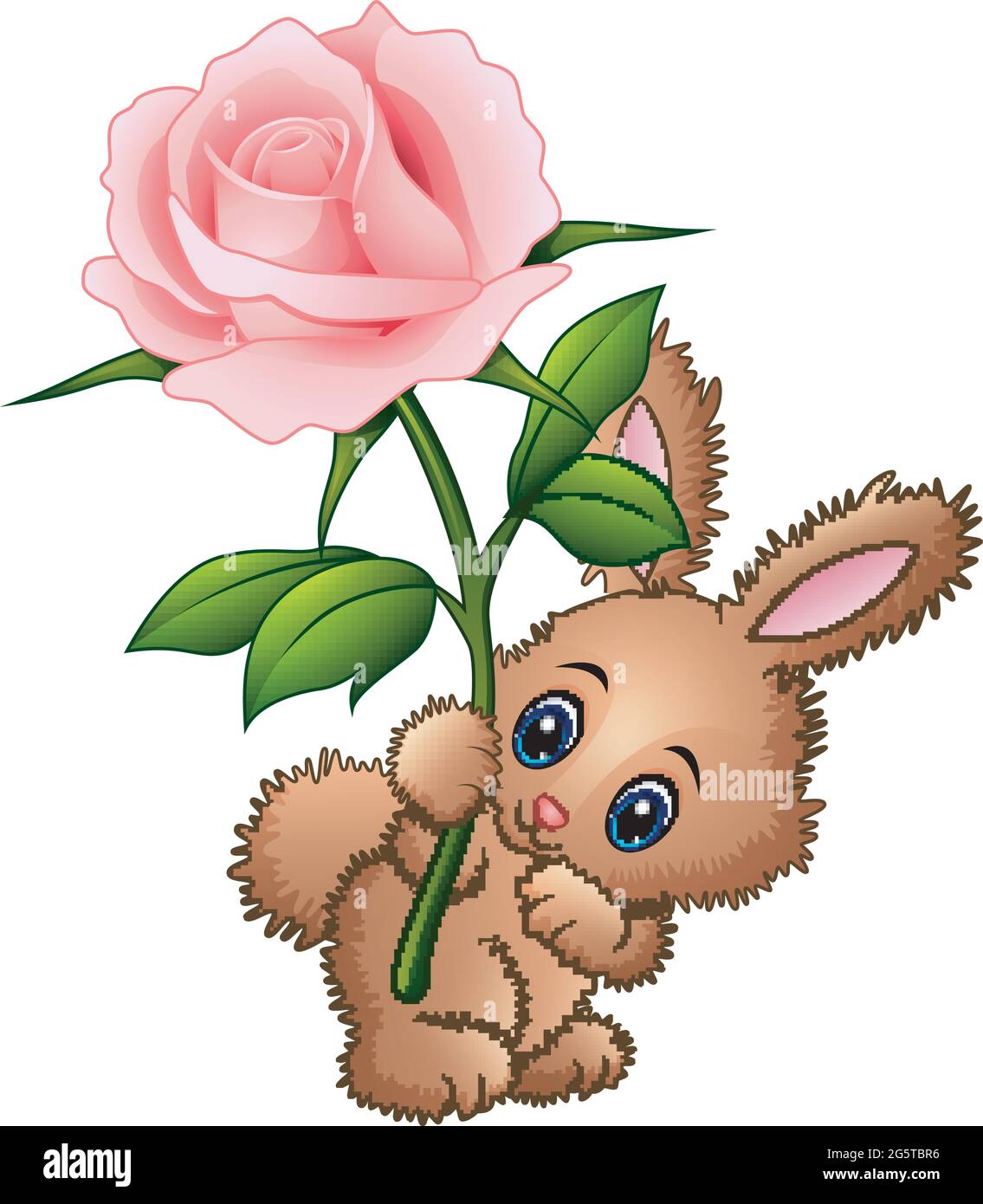 Cute little rabbit cartoon holding a flower Stock Vector Image & Art ...
