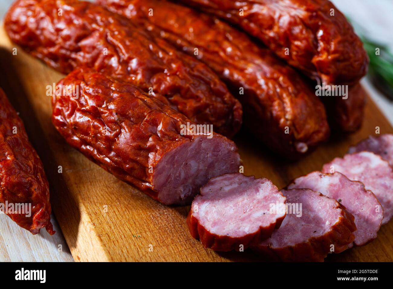 Smoked Sausages With Spices Stock Photo Alamy   Smoked Sausages With Spices 2G5TDDE 