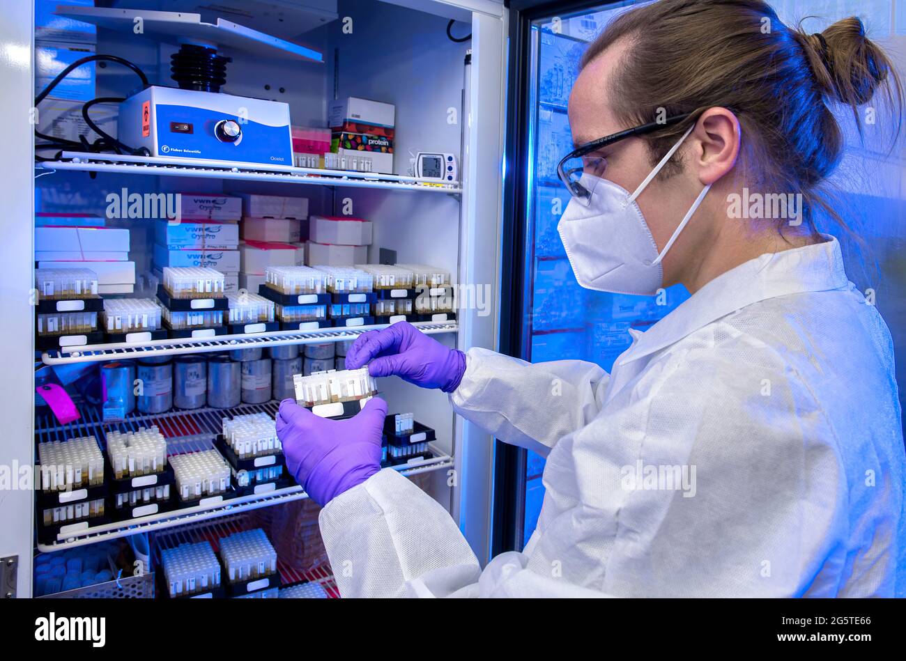 Centers for Disease Control and Prevention (CDC) scientists tested serological specimens for antibody,2 antibodies, using automated instrumentation. Serological testing is used to detect antibodies, which indicate past viral infection, and is important to the understand of disease prevalence within a population. Stock Photo