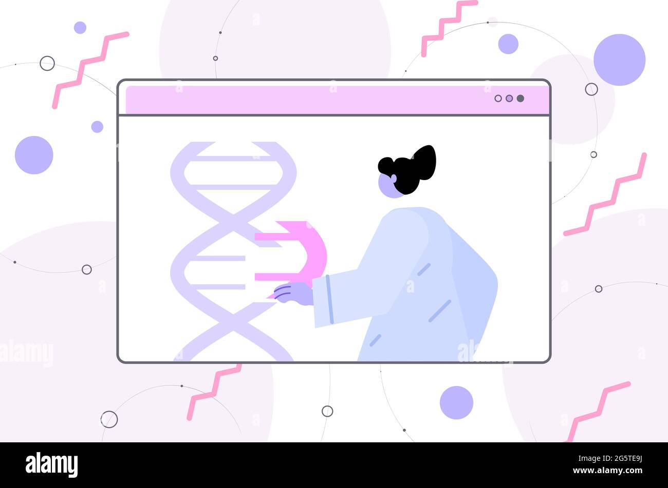 scientist analyzing DNA structure in web browser window researcher ...