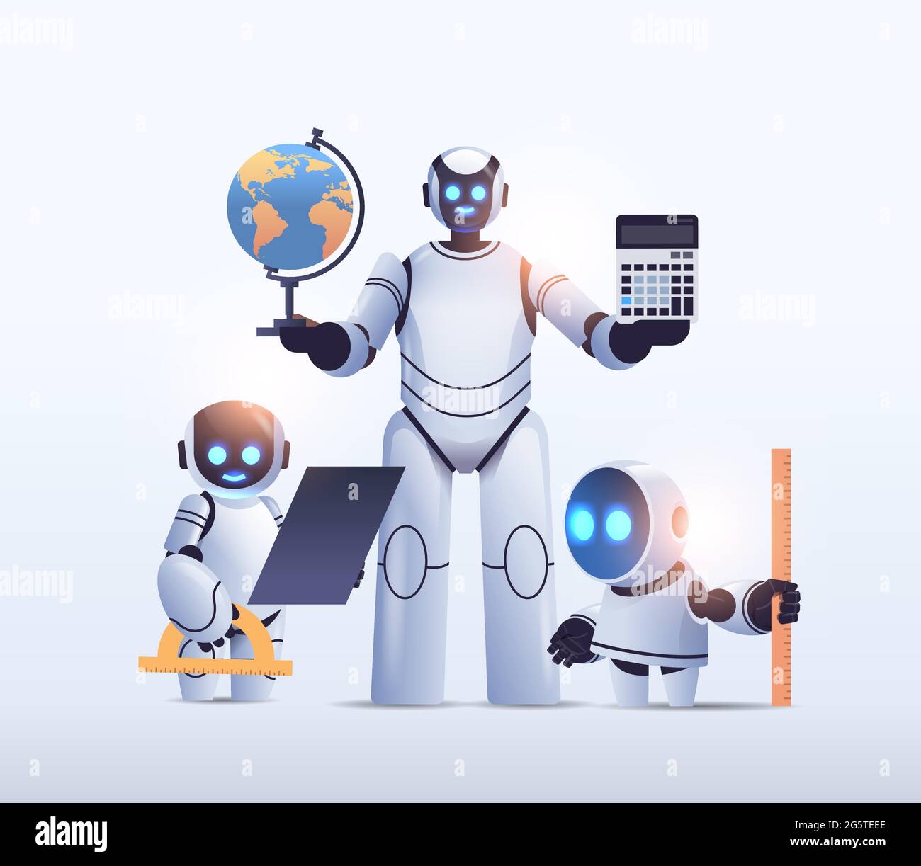 Græsse logo tidevand robot teacher with robotic students standing together artificial  intelligence technology concept Stock Vector Image & Art - Alamy