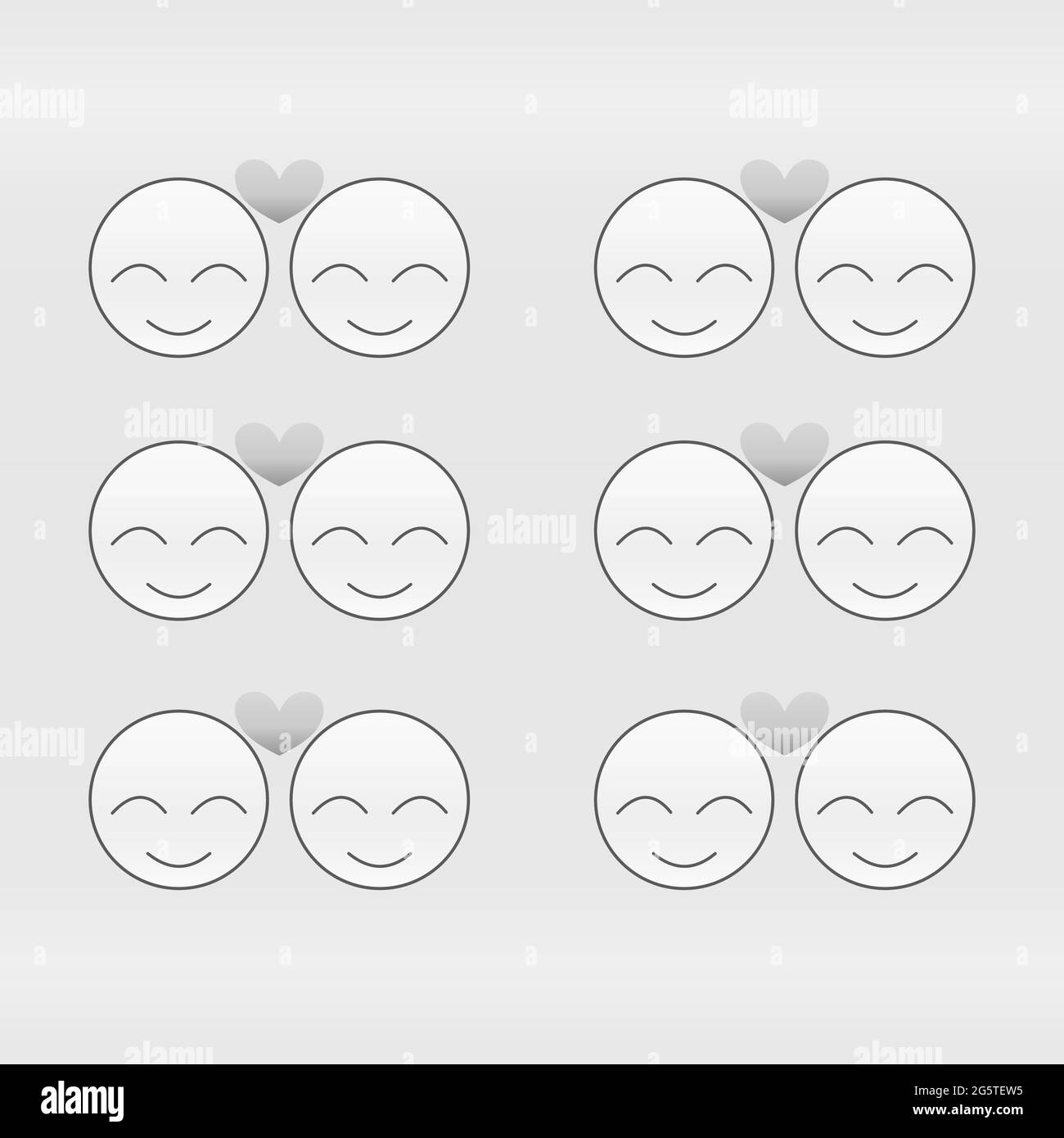 Love emotion face in grayscale with heart 03 Stock Vector