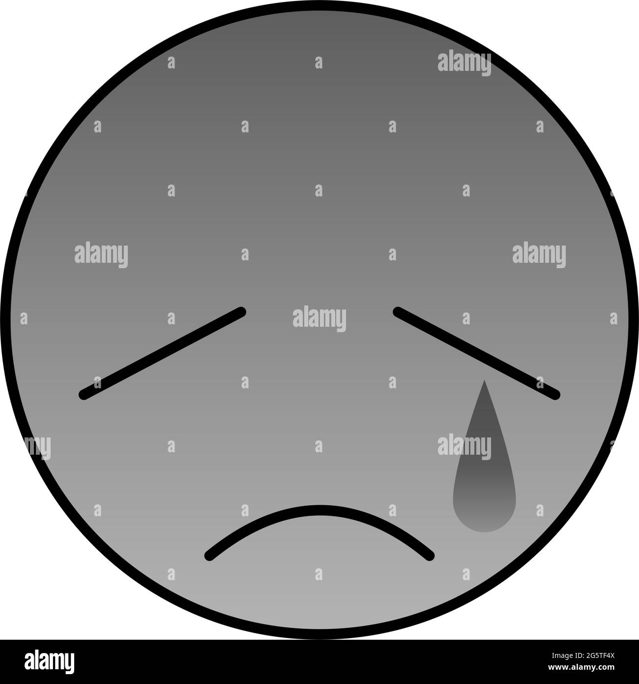 Sad emotional face in grayscale with teardrop 06 Stock Vector