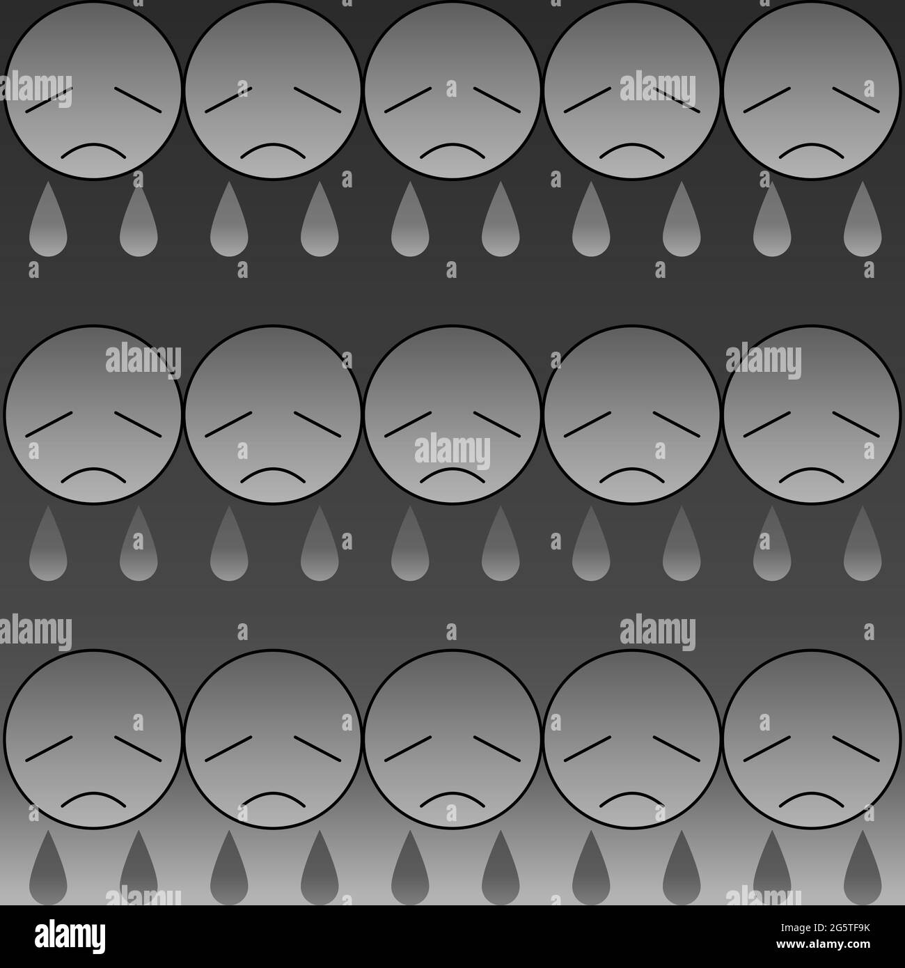 Sad emotional face in grayscale with teardrop 04 Stock Vector