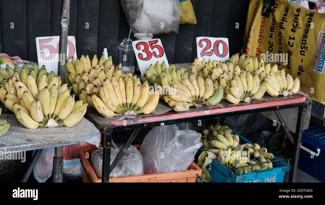 Klong Toey Market Bananas fruit  Wholesale Wet Market Bangkok Thailand largest food distribution center in Southeast Asia Stock Photo