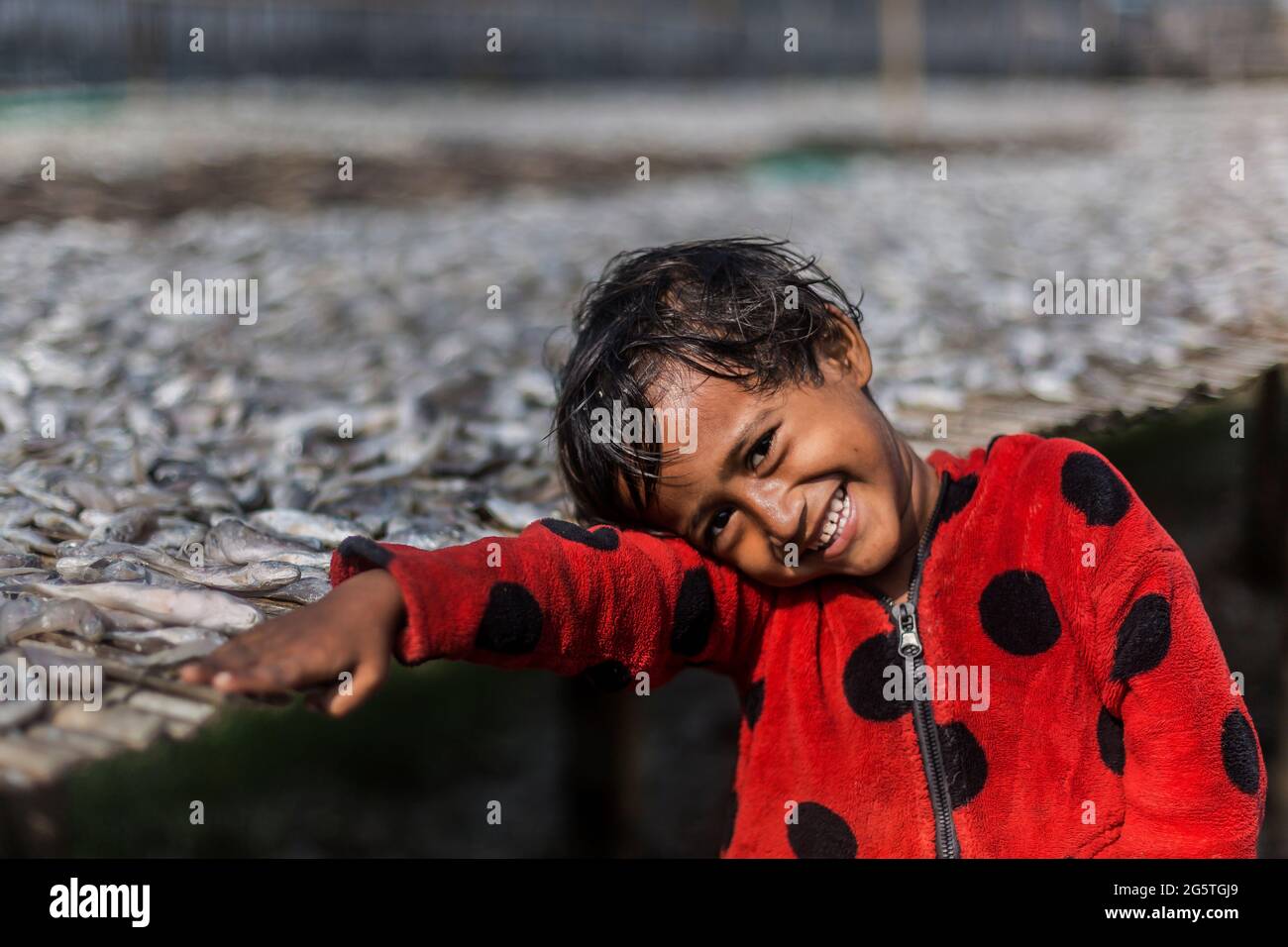 Bangladesh, Chittagong: Dry Fish Field on Karnaphuli River bank, Chittagong, Bangladesh, on 4 December, 2020. Stock Photo