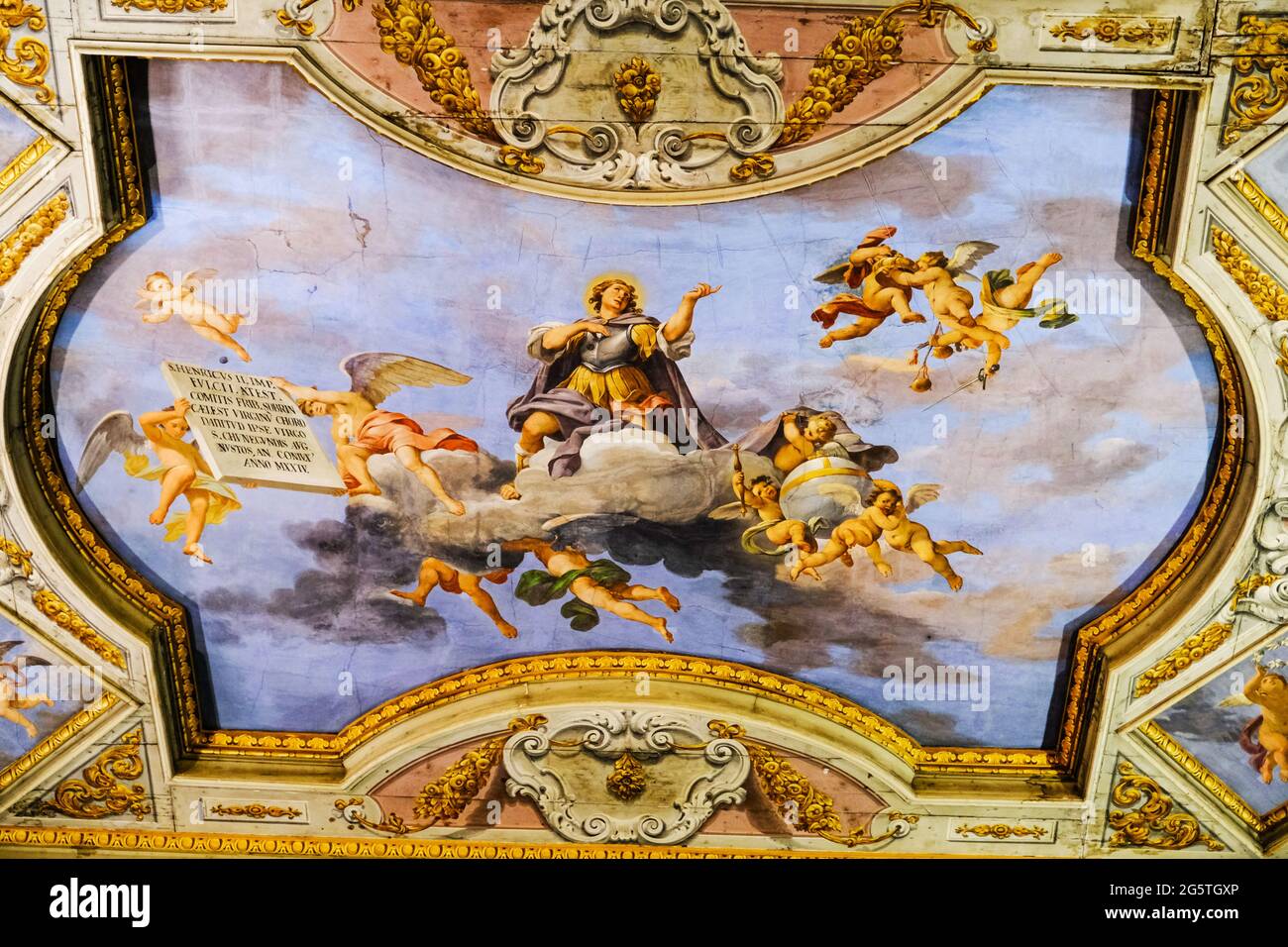 Ornate ceiling painting chiesa agostino modena italy fresco fres hires