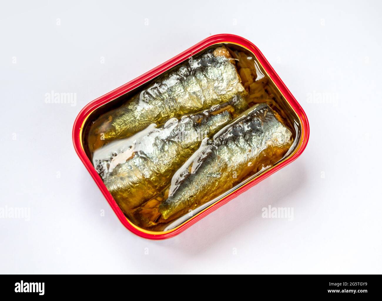 Tin of sardines in oil isolated on white background Stock Photo - Alamy