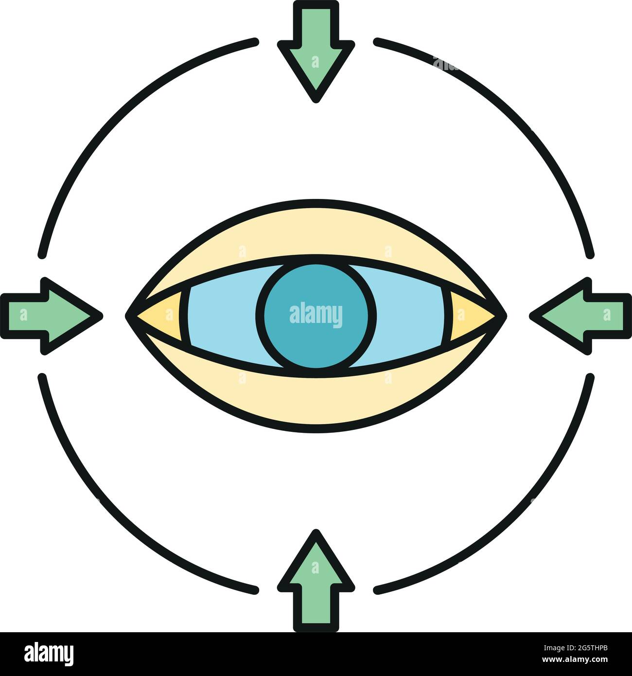 Concept eye online database computer technology icon, remote data storage, protect information outline flat vector illustration, isolated on white. Co Stock Vector