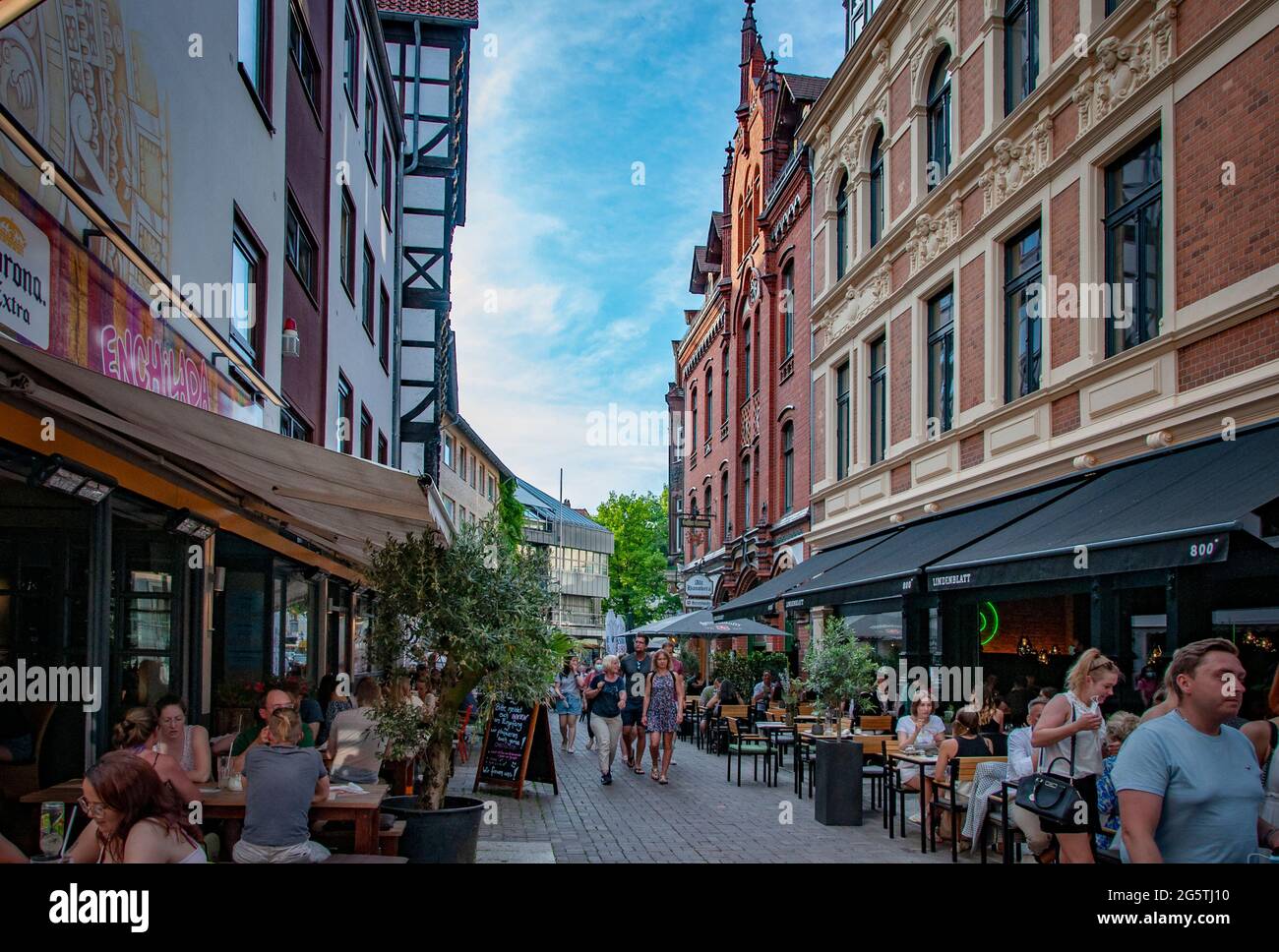 HANNOVER, GERMANY. JUNE 19, 2021. Cafe Alt Hanovera facade People walking around Stock Photo