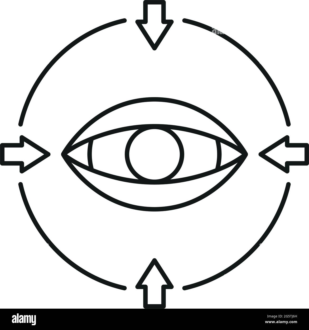 Concept eye online database computer technology icon, remote data storage, protect information outline flat vector illustration, isolated on white. Co Stock Vector